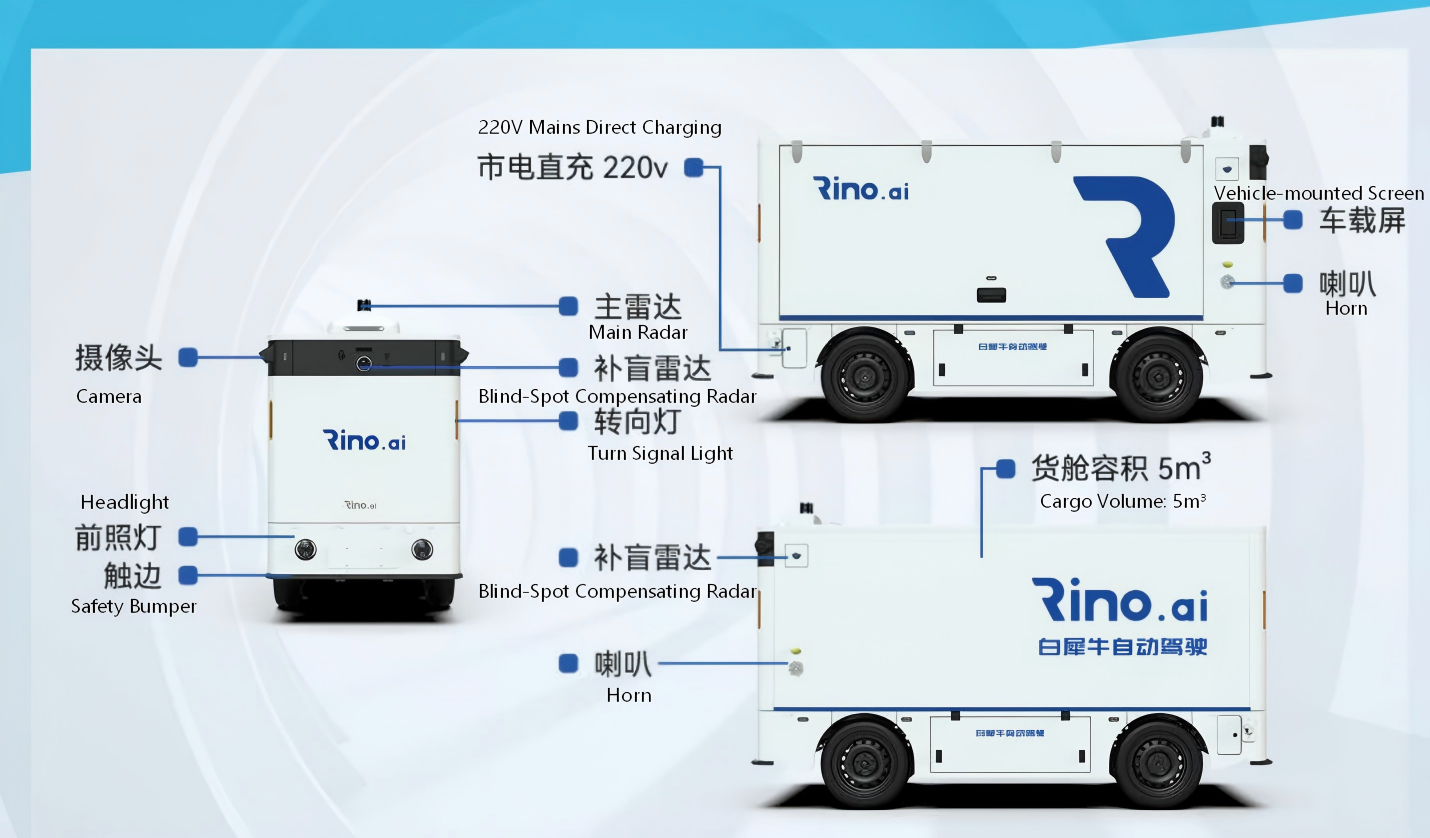 Autonomous 4-Wheel Logistics Delivery Vehicle (Rino.ai)